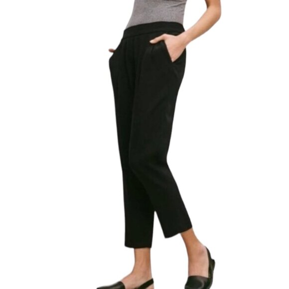 Aritzia Babaton Cohen Cropped Pleated Suede Dress Pants - Picture 1 of 5